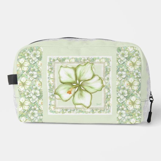 Hibiscus & kant WIT Toilettasje (Voorkant)