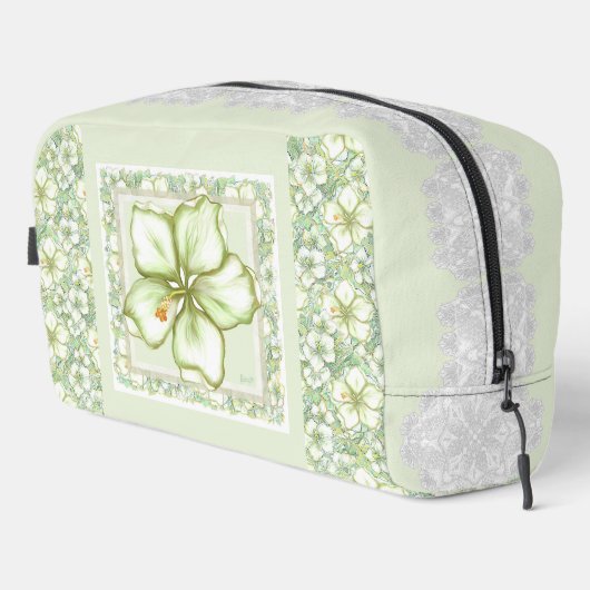 Hibiscus & kant WIT Toilettasje (Rechterhoek)