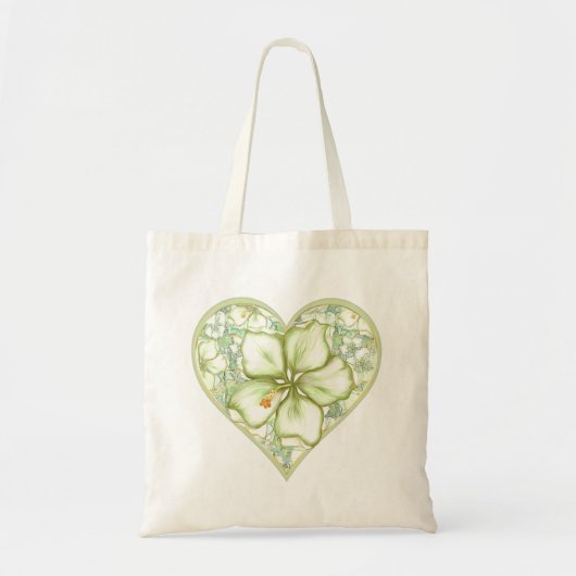 Hibiscus & kant WIT Tote Bag (Voorkant)
