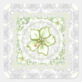 Hibiscus & kant WIT Vierkante Sticker (Voorkant)