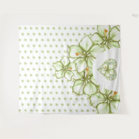 Hibiscus & kant WIT Wandkleed (Voorkant (horizontaal))