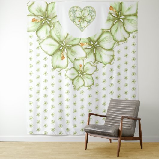 Hibiscus & kant WIT Wandkleed (In situ)
