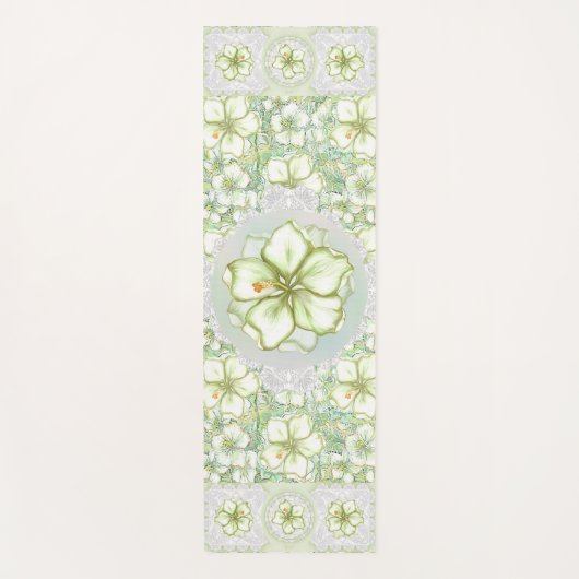 Hibiscus & kant WIT Yogamat (Voorkant)