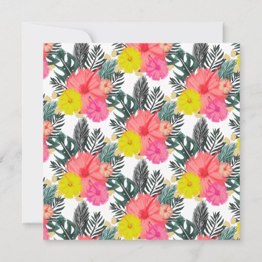 Hibiscus Leaf Hand-Drawn Floral Tropical Wedding (Achterkant)