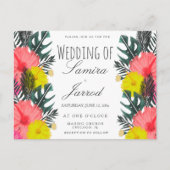 Hibiscus Leaf Hand-Drawn Floral Tropical Wedding Briefkaart (Voorkant)