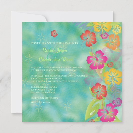 HIBISCUS LEIS/LUA/WEDDING INVITATIONS KAART (Achterkant)
