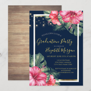Hibiscus, Lichten, Hout, Lijst Graduparty Kaart