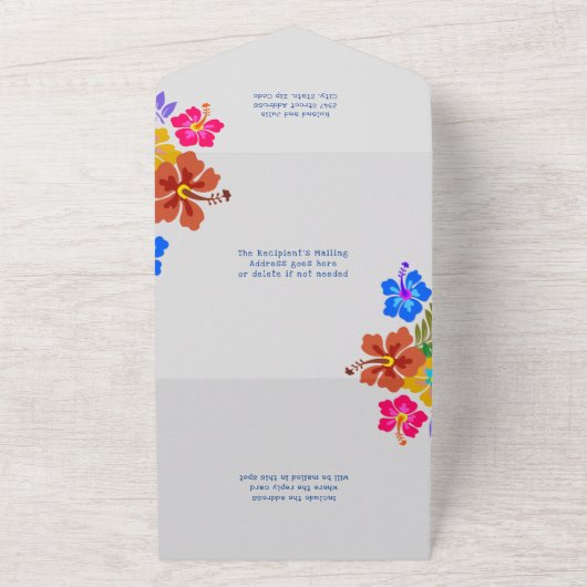 Hibiscus Luau Birthday viering all in one Inv All In One Uitnodiging (Buitenkant)