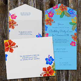 Hibiscus Luau Birthday viering all in one Inv Uitnodiging