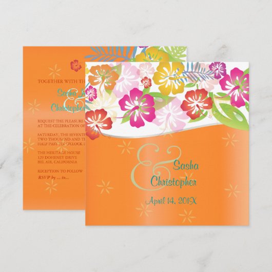 Hibiscus/Luau/hibiscus bruiloft uitnodigingen (Voorkant / Achterkant)