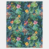 Hibiscus Monstera-Oerwoud Fleece Deken (Voorkant)