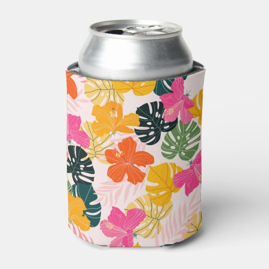 Hibiscus & Monstera: Tropische levendigheid Blikjeskoeler (Blikje Voorkant)