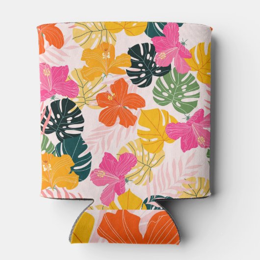 Hibiscus & Monstera: Tropische levendigheid Blikjeskoeler (Achterkant)