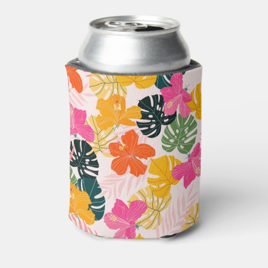 Hibiscus & Monstera: Tropische levendigheid Blikjeskoeler (Blikje Achterkant)