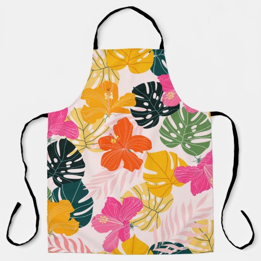 Hibiscus & Monstera: Tropische levendigheid Schort (Voorkant)