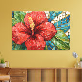 hibiscus mosaic 005 canvas afdruk (Insitu (Woonkamer))