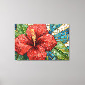hibiscus mosaic 005 canvas afdruk (Voorkant)