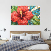 hibiscus mosaic 005 canvas afdruk (Insitu (Slaapkamer))