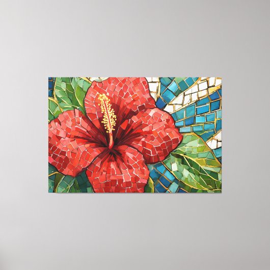 hibiscus mozaïek 005 canvas afdruk (Voorkant)