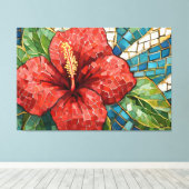 hibiscus mozaïek 005 canvas afdruk (Insitu (Houten vloer))