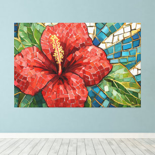 hibiscus mozaïek 005 canvas afdruk