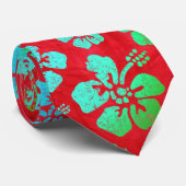 Hibiscus Multicolor Flowers op Red Stropdas (Opgerold)