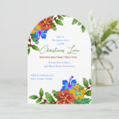 Hibiscus n Holly kerst Kantoor Kaart (Staand voorkant)