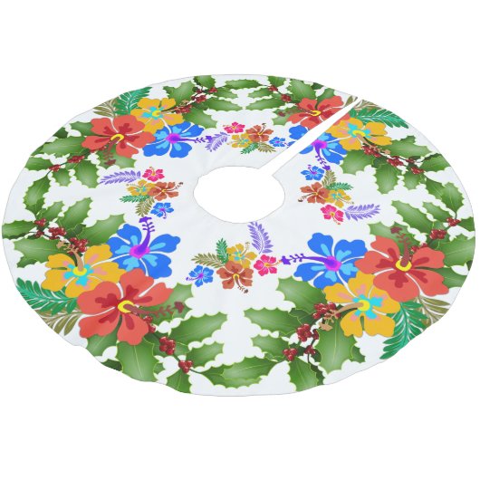 Hibiscus n Holly Tropical Design Kerstboom Rok (Gekanteld)