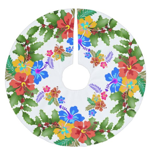 Hibiscus n Holly Tropical Design Kerstboom Rok (Voorkant)