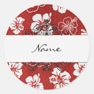 Hibiscus naam hier ronde sticker