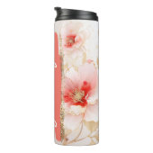 Hibiscus Naam toevoegen Perzik Bloemen Aangepast g Thermosbeker (Geroteerd rechts)