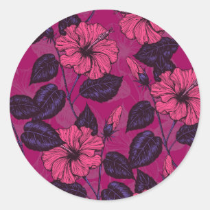 Hibiscus nacht ronde sticker