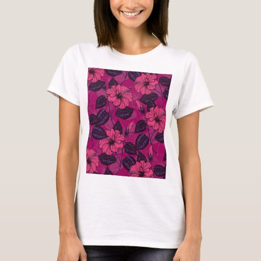 Hibiscus nacht t-shirt (Voorkant)