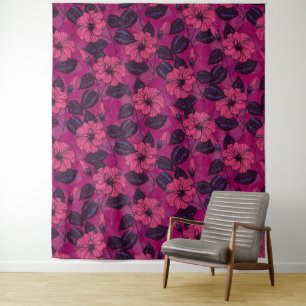 Hibiscus nacht wandkleed