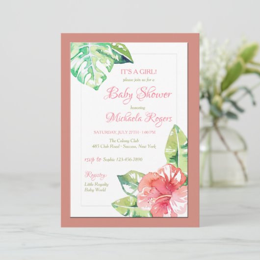 Hibiscus ochtend uitnodiging (Staand voorkant)