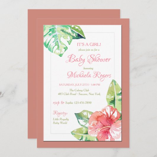 Hibiscus ochtend uitnodiging (Voorkant / Achterkant)