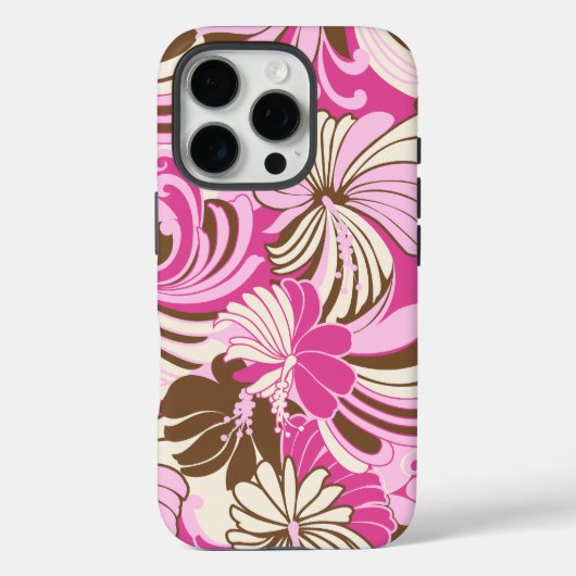 Hibiscus Oerwoud Hawaiian roze en bruin Case-Mate iPhone Case (Achterkant)