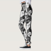 Hibiscus Oerwoud Hawaiian Tropical Floral Black Leggings (Links)