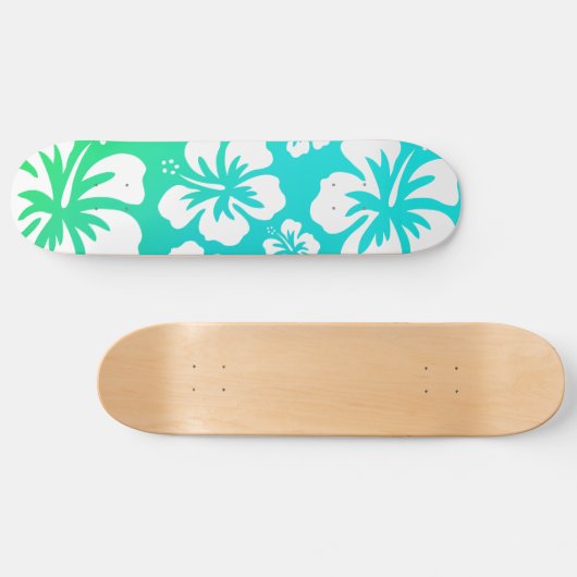 Hibiscus on Blue Green Skateboard (Horizontaal)