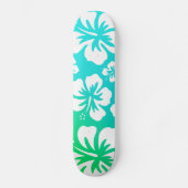 Hibiscus on Blue Green Skateboard (Voorkant)