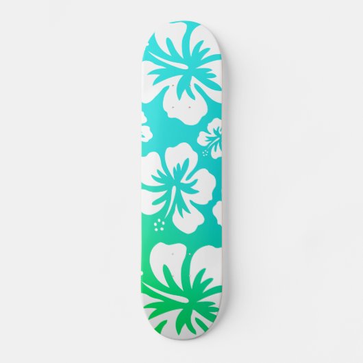 Hibiscus on Blue Green Skateboard (Voorkant)