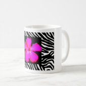 Hibiscus on Zebra Print Mok (Voorkant rechts)