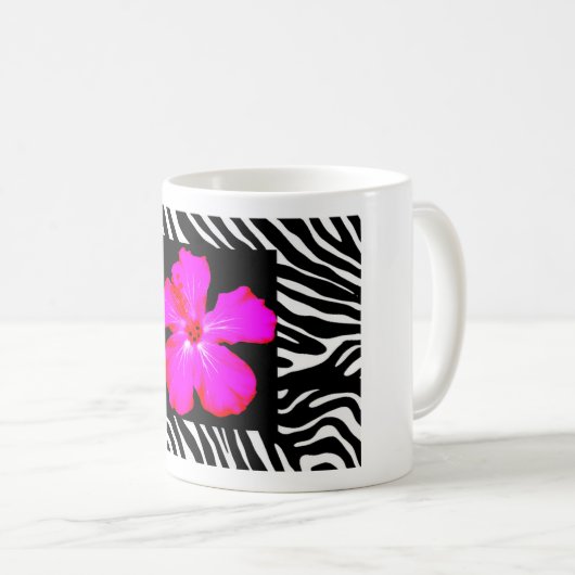 Hibiscus on Zebra Print Mok (Voorkant rechts)