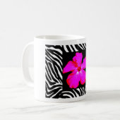 Hibiscus on Zebra Print Mok (Voorkant links)
