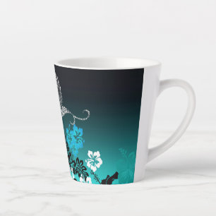 Hibiscus op Turquoise met Hummingbird Latte Mok