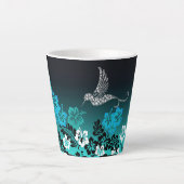 Hibiscus op Turquoise met Hummingbird Latte Mok (Voorkant)