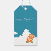 Hibiscus-orange & Summer Clouds Cadeaulabel (Voorkant)