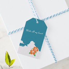 Hibiscus-orange & Summer Clouds Cadeaulabel