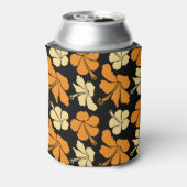 Hibiscus: Oranje tropisch patroon. Blikjeskoeler (Blikje Achterkant)