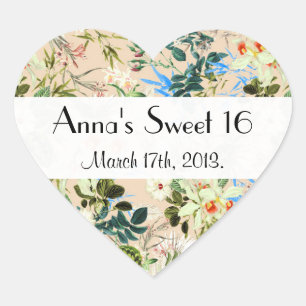 Hibiscus, Orchid, Rosebuds, Flowers, Sweet 16 Hart Sticker